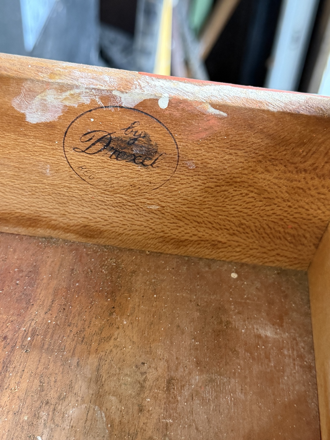 Drexel maker's mark inside the dresser