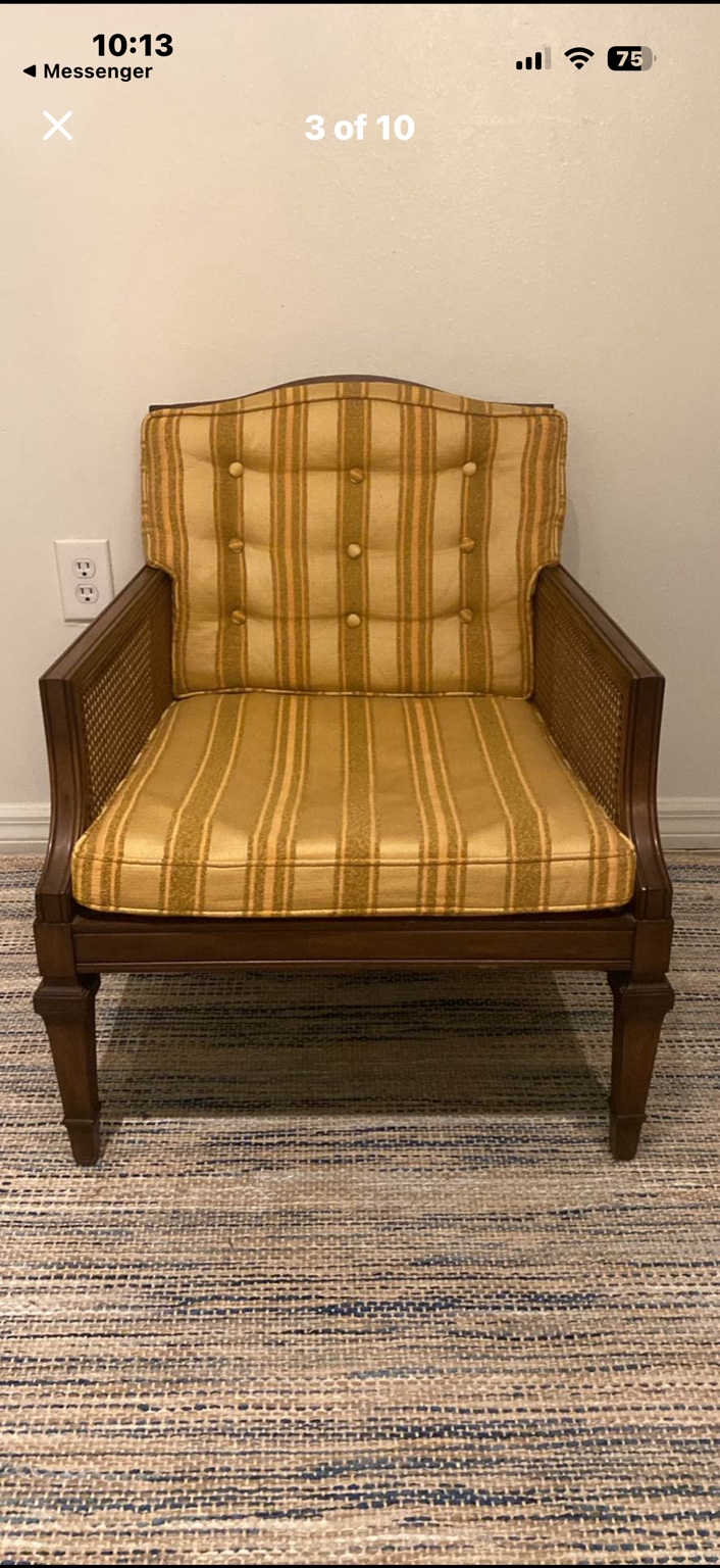 Drexel Heritage lounge chair awaiting restoration
