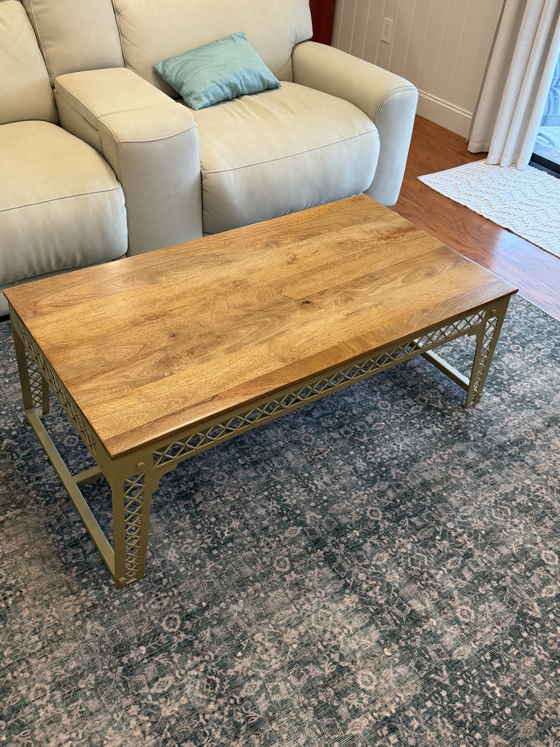 West Elm coffee table after careful restoration